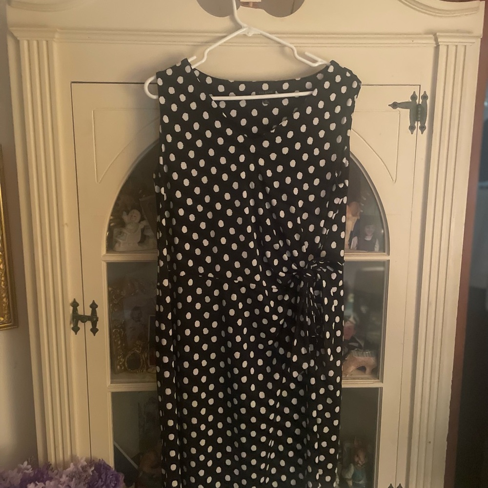 Talbots Black and White Tie Front Sheath Dress